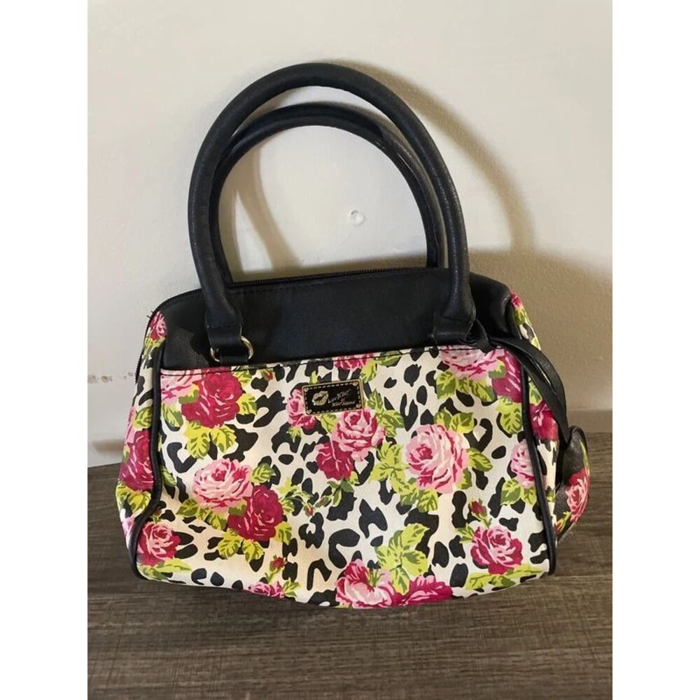 Betsey Johnson Small Floral Cheetah Print Bag